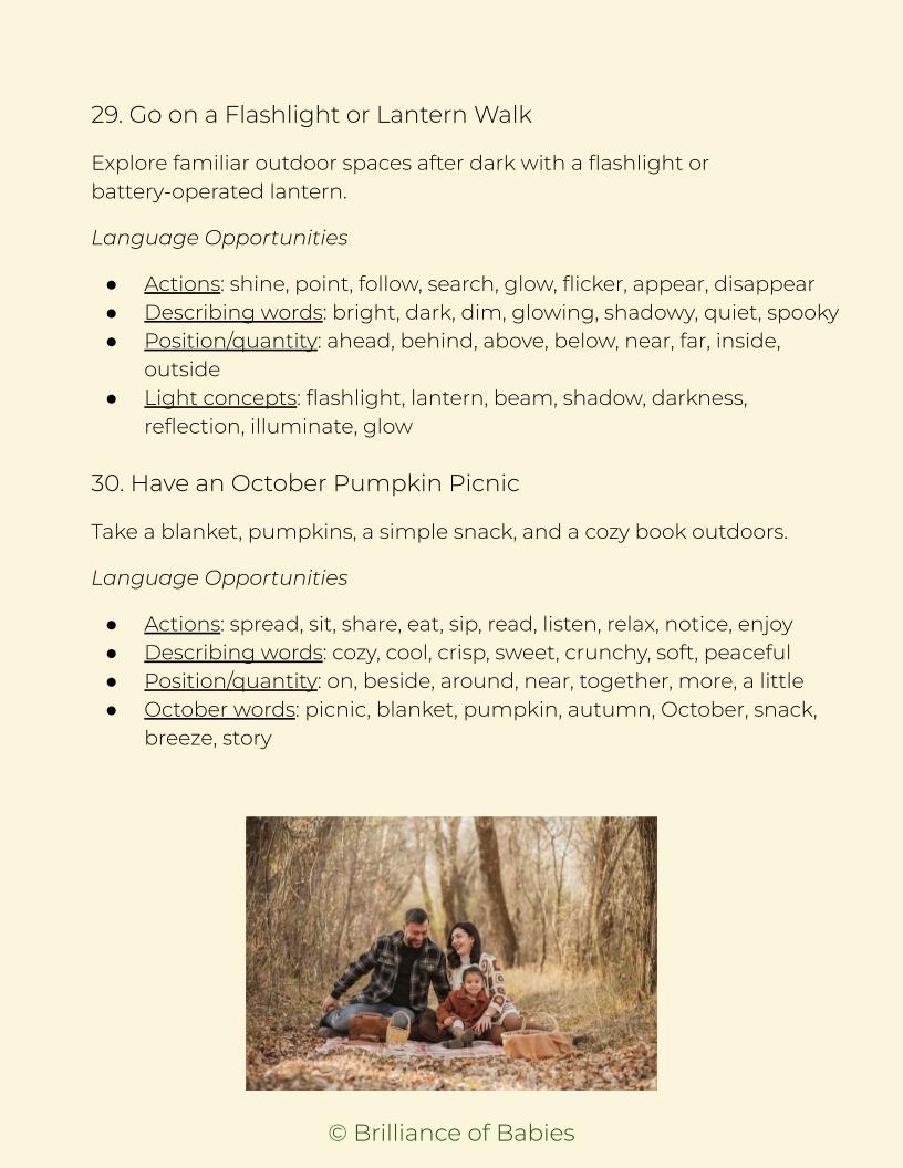 Little Moments, Big Language: October * 30 Seasonal Toddler Activities for Language Development
